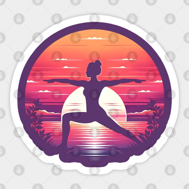 Sunset Warrior Two Sticker by Total 8 Yoga